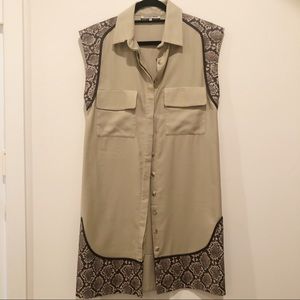 Maison Pere Khaki Sleeveless Dress Animal Details